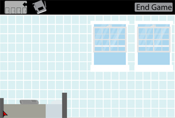 Screen shot from the game Amnesident, showing the mystery of a bare room.