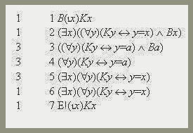 Natural deduction proof that The present king of France is bald entails The present king of France exists. 