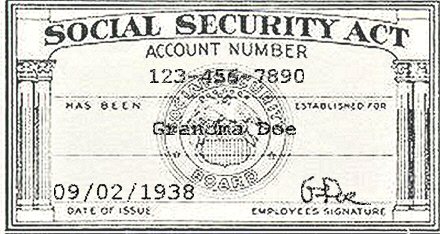 Social security card for Grandma Doe.