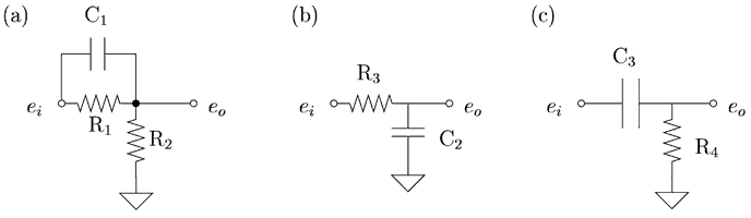 Figure 1. Examples of simple first order electrical circuits.