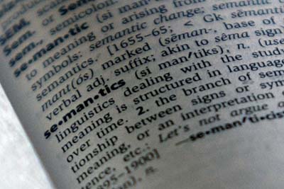 Photograph of dictionary definition of &quot;semantics.&quot;