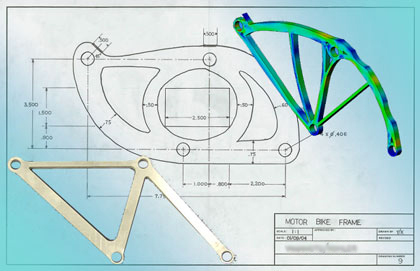 Various bicycle frame component designs and stages.