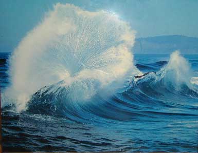 Wave behavior in the ocean.