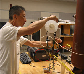 Prof. Wai Cheng demonstrates a step from Lab 3.