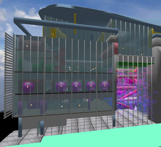 Architectural rendering of the MIT Media Lab building with various points highlighted to show sensor locations and status. Architectural rendering of the MIT Media Lab building with various points highlighted to show sensor locations and status.