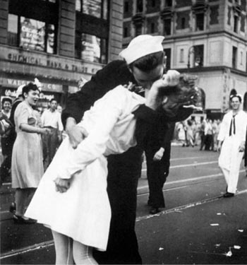 Celebrating the surrender of Japan.