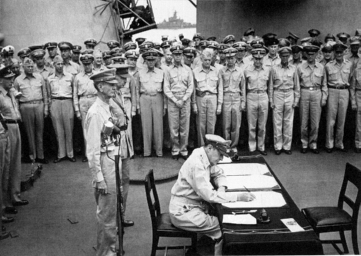 Surrender ceremonies on the USS MISSOURI