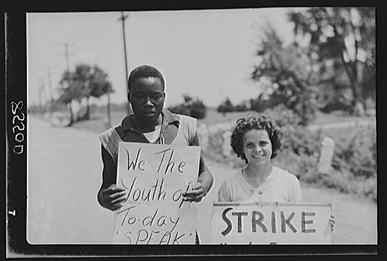 Members of the picket line at the King Farm strike. Morrisville, Pennsylvania.