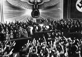 Hitler announcing the acquisition of Austria.