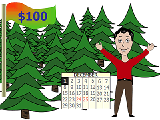Trees being sold for $100 each.
