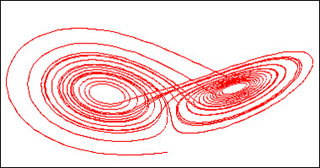 Two interconnected red swirls. Two interconnected red swirls.
